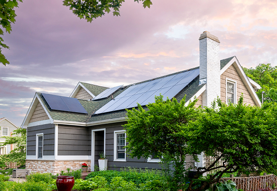 House with solar panels installed on the roof