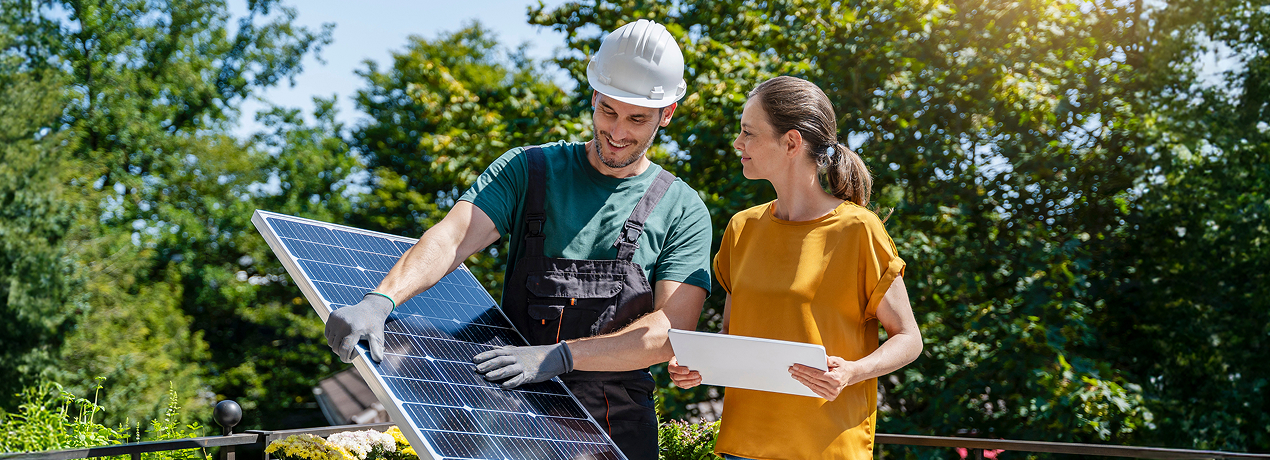 Solar Technician speaking with home owner